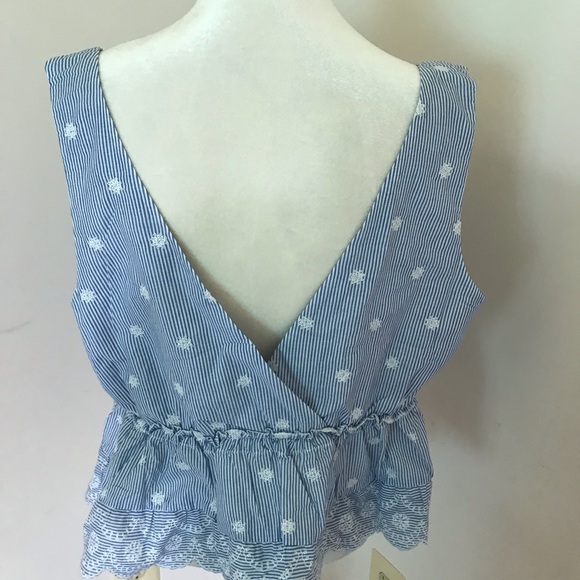 Forever 21 Blue and White Stripped Tank Top 1X - Picture 4 of 5